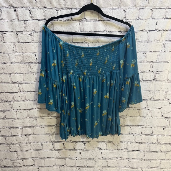 FREE PEOPLE Lana Smocked Tunic Mermaid Combo Color Size X-Small Boho - Picture 2 of 11